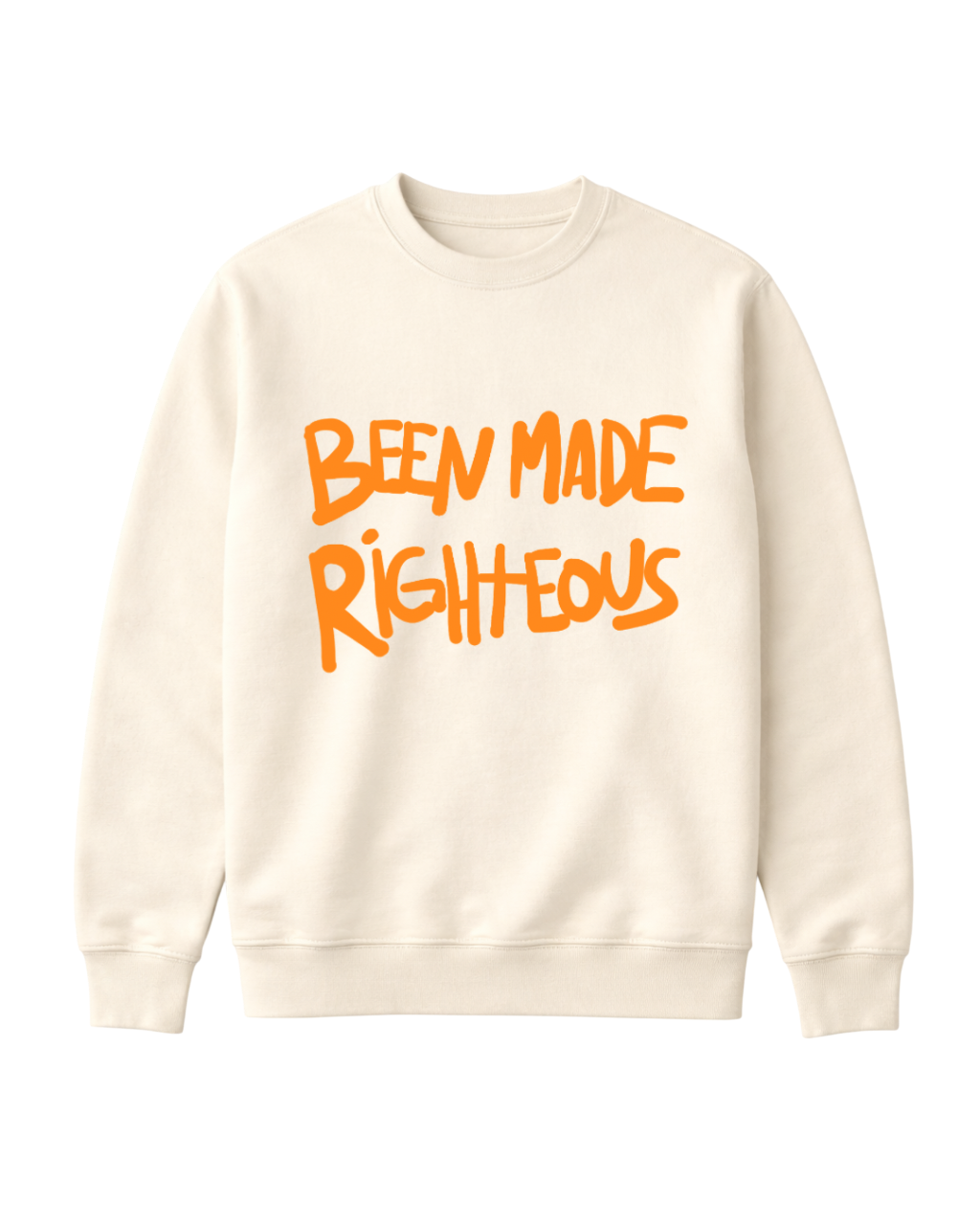 Been Made Righteous Crewneck Sweatshirt (Cream Orange)